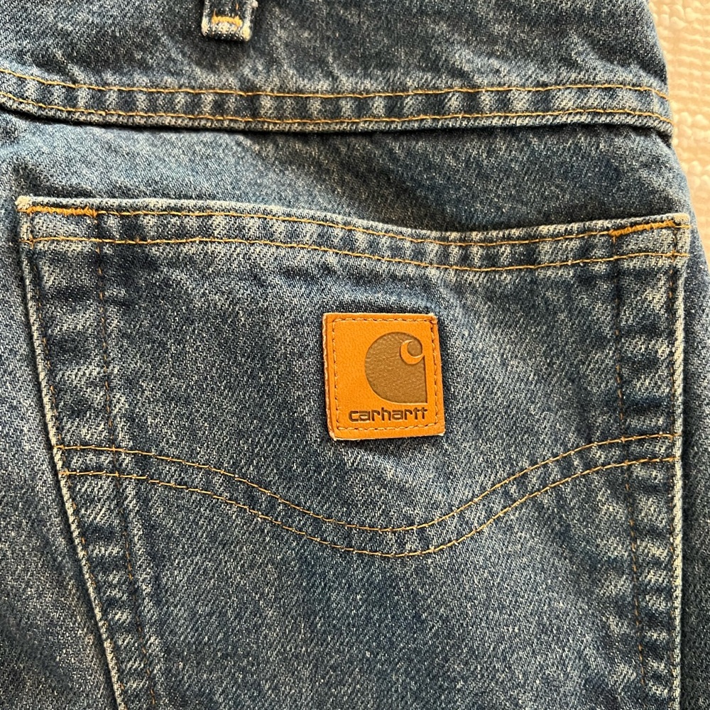 CARHARTT Men’s Dark Wash Flannel Lined Jeans - Picture 2 of 6